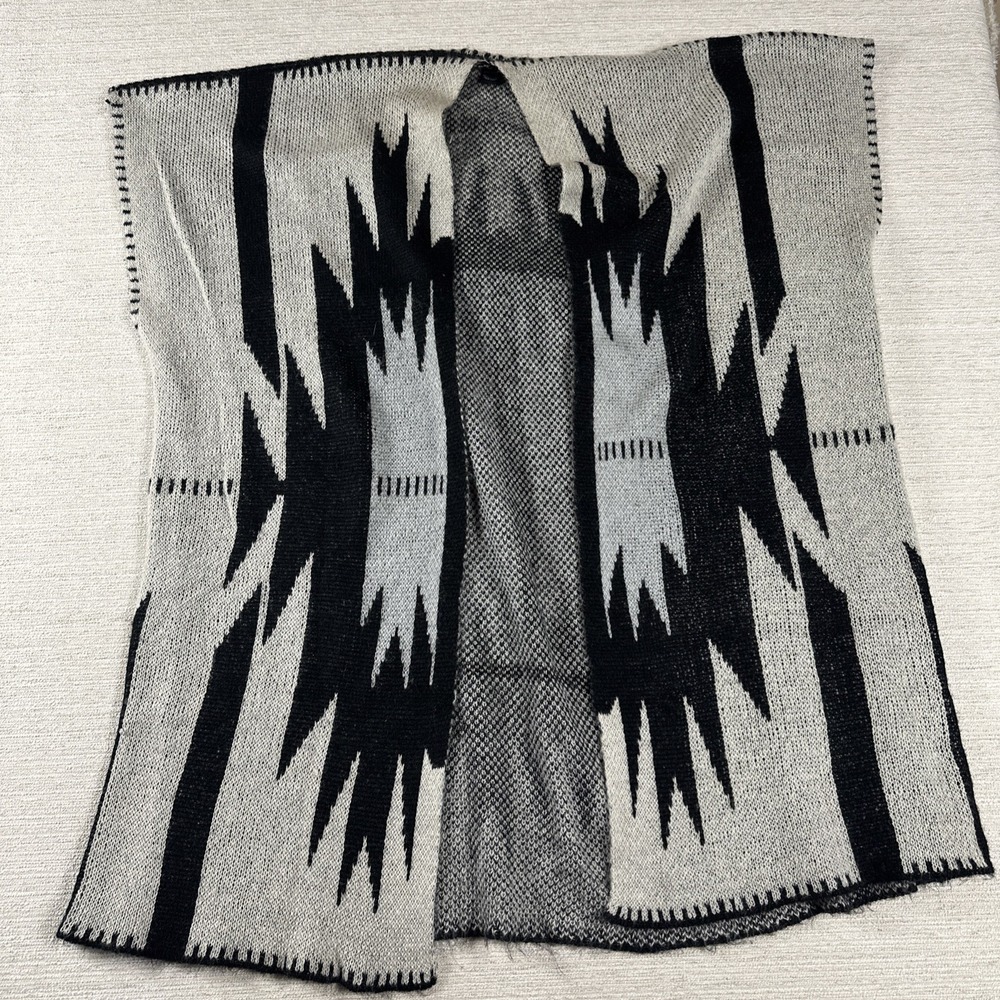Southwestern Blanket Cardigan Womens One Size Black Gray Boho Western Rue21